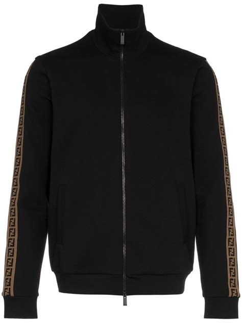 fendi zipper logo stripe track jacket|Shop Fendi Fendi Mania Stripe Zip Jacket .